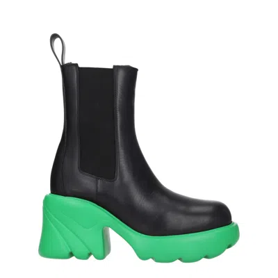 Bottega Veneta Women's Ankle Boots Black/parakeet Leather In Multi