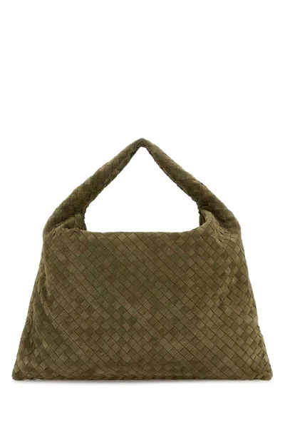 Bottega Veneta Women Army Green Suede Hop Shoulder Bag