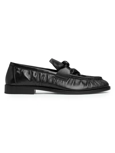 Bottega Veneta Astaire Knotted Crinkled-leather Loafers In Black