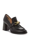 Bottega Veneta Astaire Metallic Knot Leather Heeled Loafers In Nero