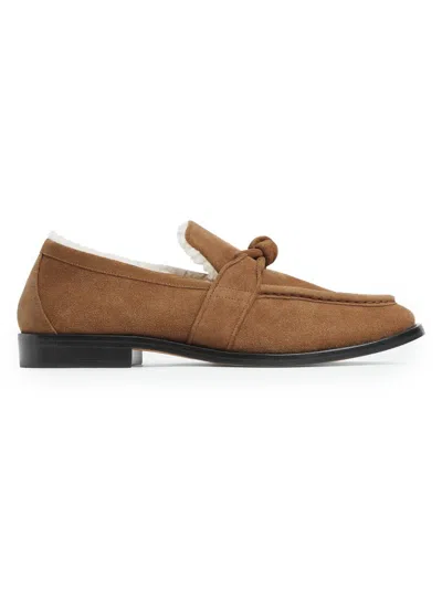 Bottega Veneta Women's Astaire Shearling-lined Suede Loafers In Brown