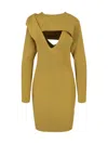 Bottega Veneta Ribbed-knit Dress In Yellow