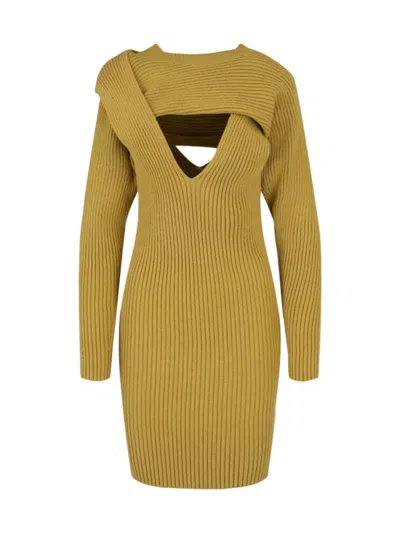 BOTTEGA VENETA WOMEN'S ASYMMETRIC RIBBED BODYCON DRESS