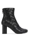 Bottega Veneta Dark Brown Leather Atomic Ankle Boots In Black