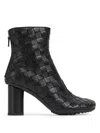 Bottega Veneta Dark Brown Leather Atomic Ankle Boots In Black