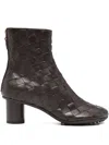 Bottega Veneta Leather Ankle Boots With Intrecciato Motif In Brown
