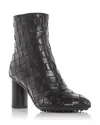 Bottega Veneta Dark Brown Leather Atomic Ankle Boots In Nero