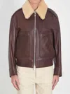 Bottega Veneta Brown Shearling Coat With Removable Fur Collar And Front Zip Closure In Leather Woman In Brown