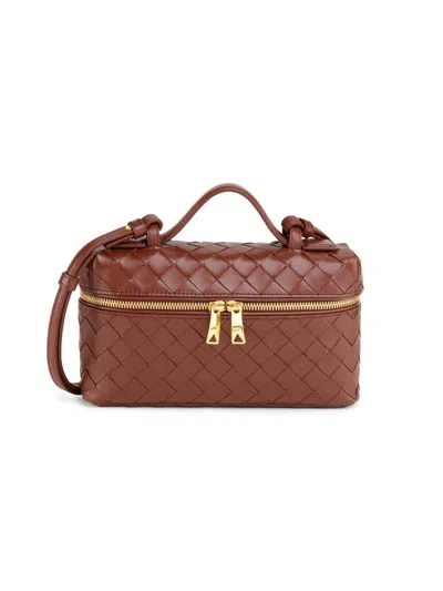 Bottega Veneta Women's Bang Bang Intrecciato Leather Crossbody Vanity Case Bag In Brown