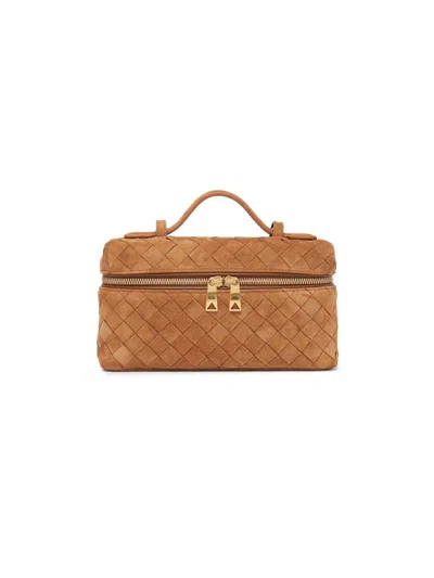 Bottega Veneta Women's Bang Bang Intrecciato Suede Crossbody Vanity Case Bag In Gold