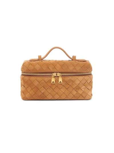 Bottega Veneta Women Bang Bang Leather Vanity-case With Intrecciato Motif In Brown