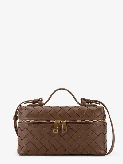 Bottega Veneta Women Bang Bang Leather Vanity-case With Intrecciato Motif In Brown
