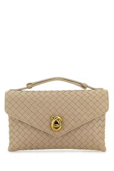 Bottega Veneta Women Beige Leather Knot Lock Handbag In Brown