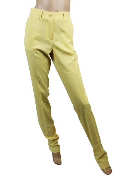 BOTTEGA VENETA BOTTEGA VENETA WOMEN'S BELT LINE YELLOW VIRGIN WOOL DRESS PANT (44)