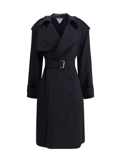Bottega Veneta Wool Trench Coat In Black
