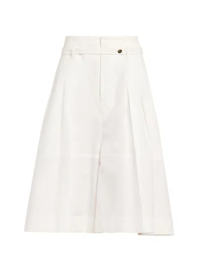 Bottega Veneta Women's Belted Cotton Toile Wide-leg Culottes In Gray