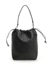 Bottega Veneta Women "biblioteca" Intrecciato Bucket Bag In Black