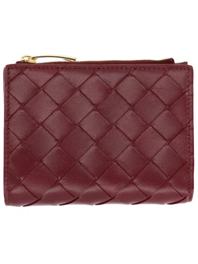 Bottega Veneta Women's Bi-fold Leather Wallet Made In Italy In Bordeaux