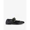 Bottega Veneta Astaire Leather Mary Jane Ballerina Flats In Black