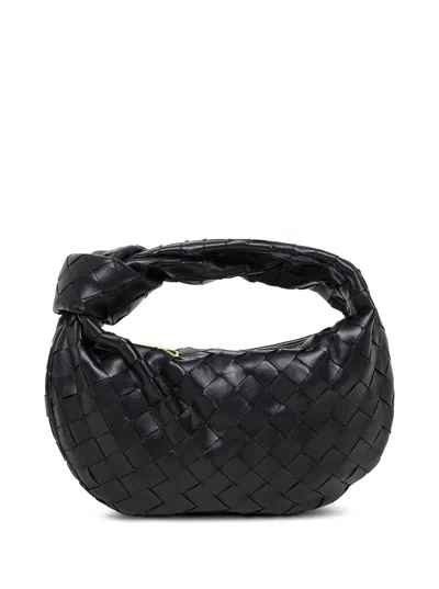 Bottega Veneta Women Mini Jodie Leather Handbag With Intrecciato Motif In Black