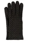 Bottega Veneta Women Black Leather Gloves In Black