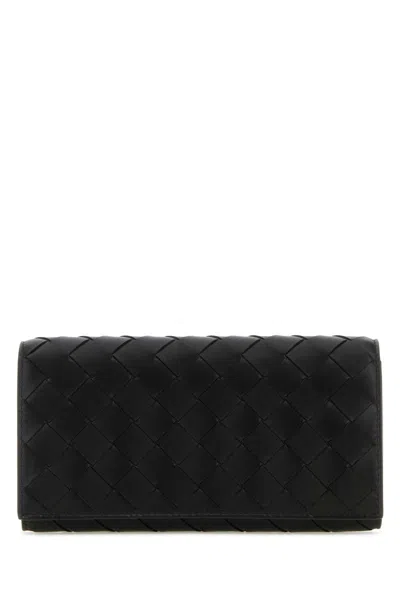 Bottega Veneta Women Black Leather Intrecciato Wallet