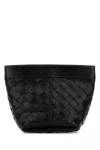 Bottega Veneta Women Black Leather Small Flip Flap Pouch In Black