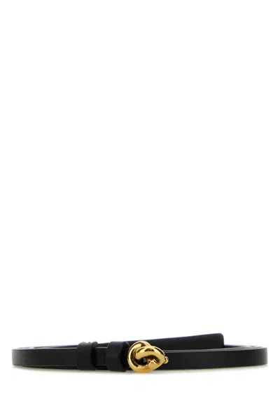 Bottega Veneta Women Black Leather Small Knot Belt