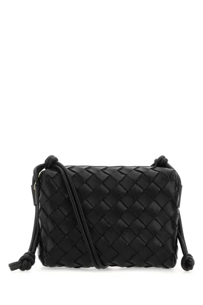 Bottega Veneta Women Black Leather Small Loop Crossbody Bag