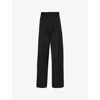 Bottega Veneta Womens Black Poudre Straight-leg High-rise Wool Trousers In Black