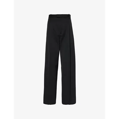 Bottega Veneta Womens Black Poudre Straight-leg High-rise Wool Trousers