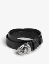 Bottega Veneta Womens Black-silver Knot Leather And Silver-tone Hardware Belt In Black-silver