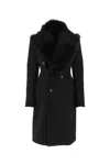 Bottega Veneta Shearling-trim Double-breasted Coat In Black