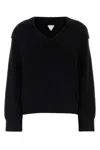 Bottega Veneta Stretch Cotton Blend Polo Shirt With Ribbed Texture In Black