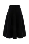 Bottega Veneta Stretch Cotton Blend Skirt With Button Embellishments In Black