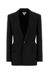 Bottega Veneta Wool Blazer With Front Flap Pockets In Black