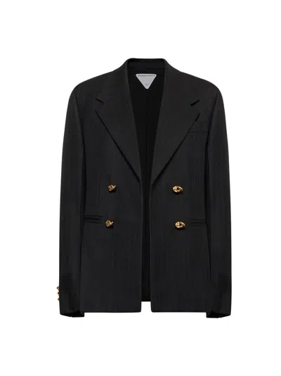 Bottega Veneta Women Black Wool Striped Blazer