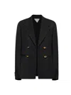 Bottega Veneta Women Black Wool Striped Blazer In Black