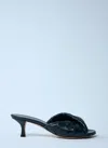 Bottega Veneta Interciato Woven Twist Mule Sandals In Black