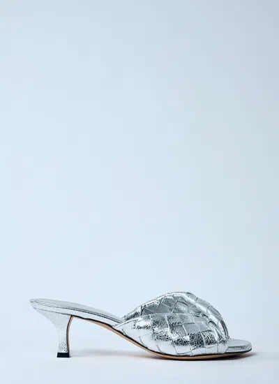 Bottega Veneta Women Blink Heeled Mules In Silver