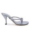 Bottega Veneta Gray Mirror Look Metallic Leather Flat For Women In Silver