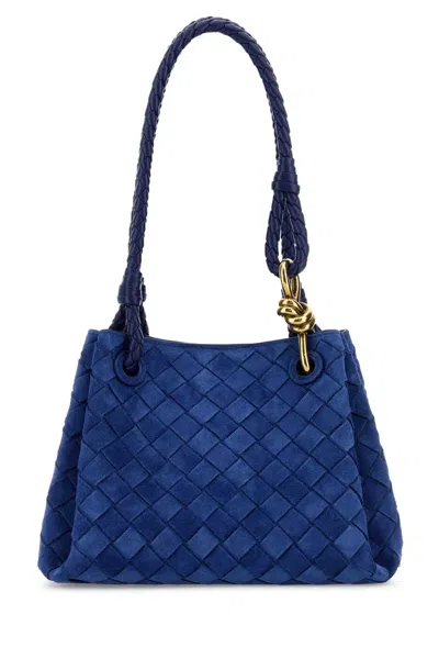 Bottega Veneta Women Blue Suede Small Parachute Handbag