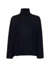Bottega Veneta Blue Wool Embroidered Turtleneck Sweater In Black