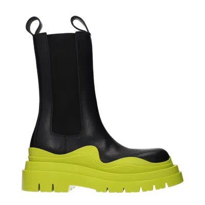 Bottega Veneta Women's Boots Black/lime Leather In Multi