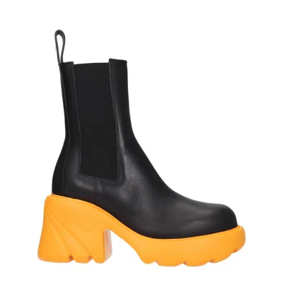 Bottega Veneta Women's Boots Leather Black/mandarin