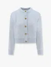 Bottega Veneta Long Sleeved Crewneck Cardigan In Blue