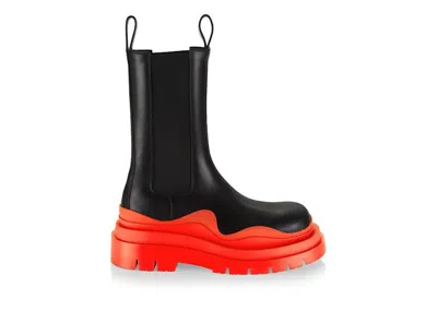 Pre-owned Bottega Veneta Women's  Bottega Venetta Tire Boot Sneakers In Black/orange In Multi