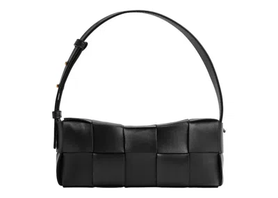Pre-owned Bottega Veneta Women's  Brick Cassette Shoulder Bag Small Intreccio In Black
