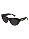 Bottega Veneta Curvy Acetate Cat-eye Sunglasses In Black