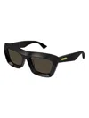 Bottega Veneta Beveled Acetate Rectangle Sunglasses In Black